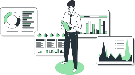 illustration of employee checking charts