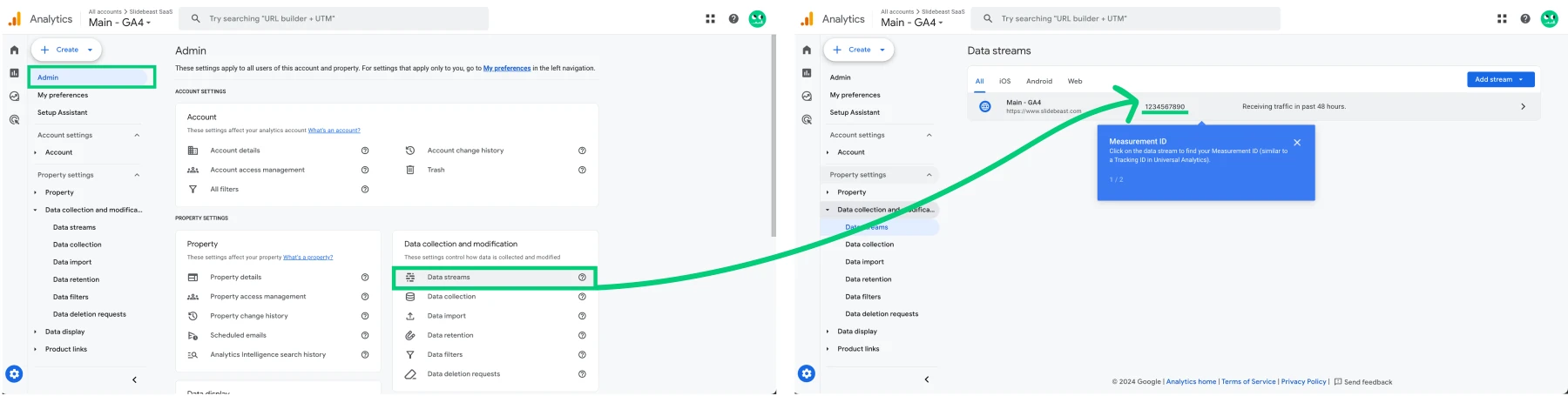 google analytics admin page screenshot