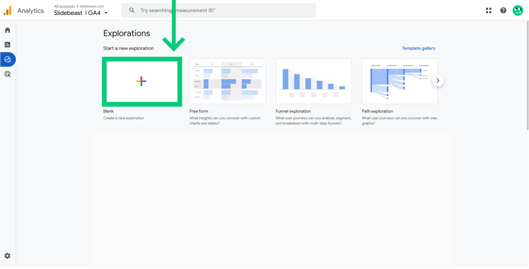 google analytics explorations screenshot