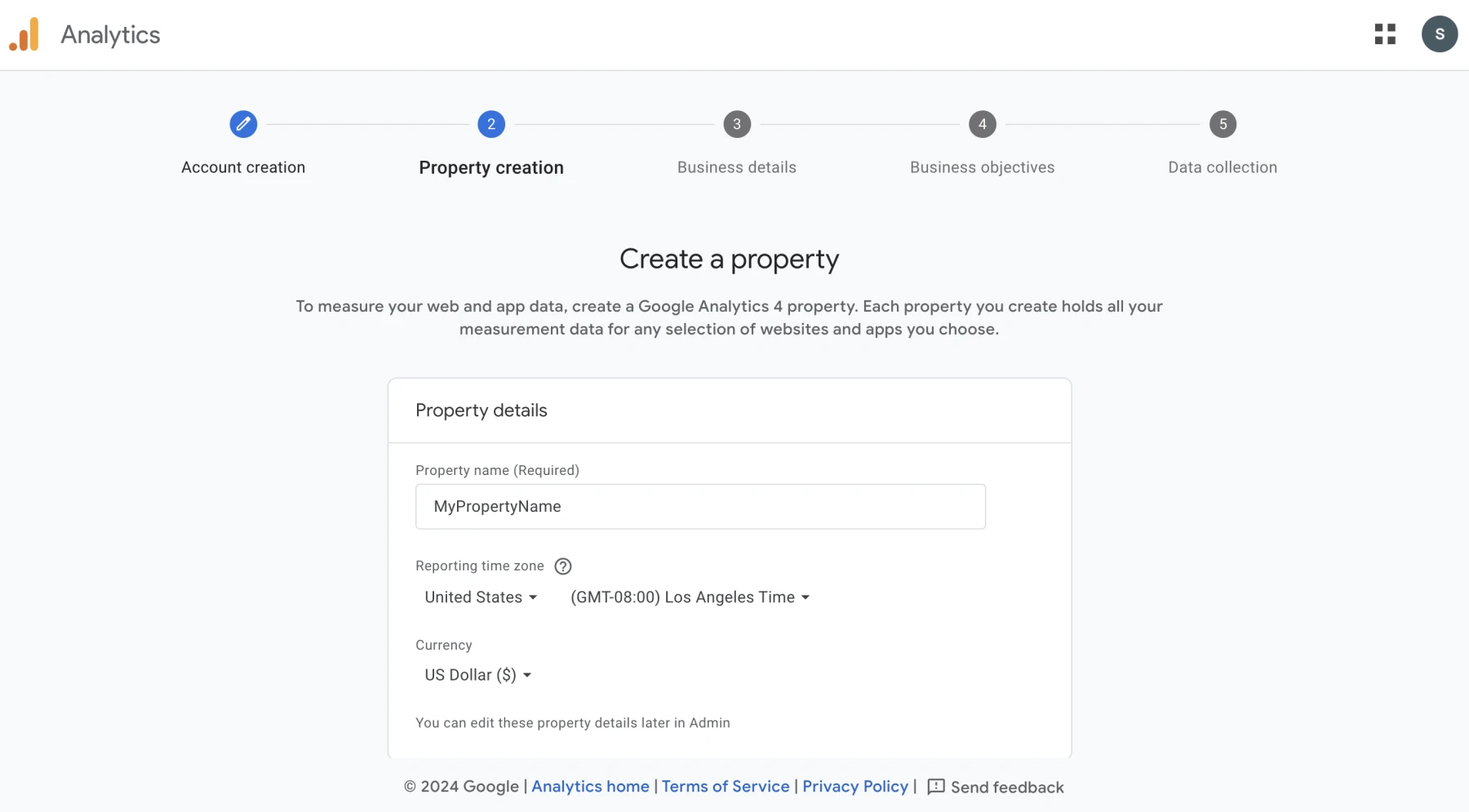 Creating a New Property in Google Analytics 4