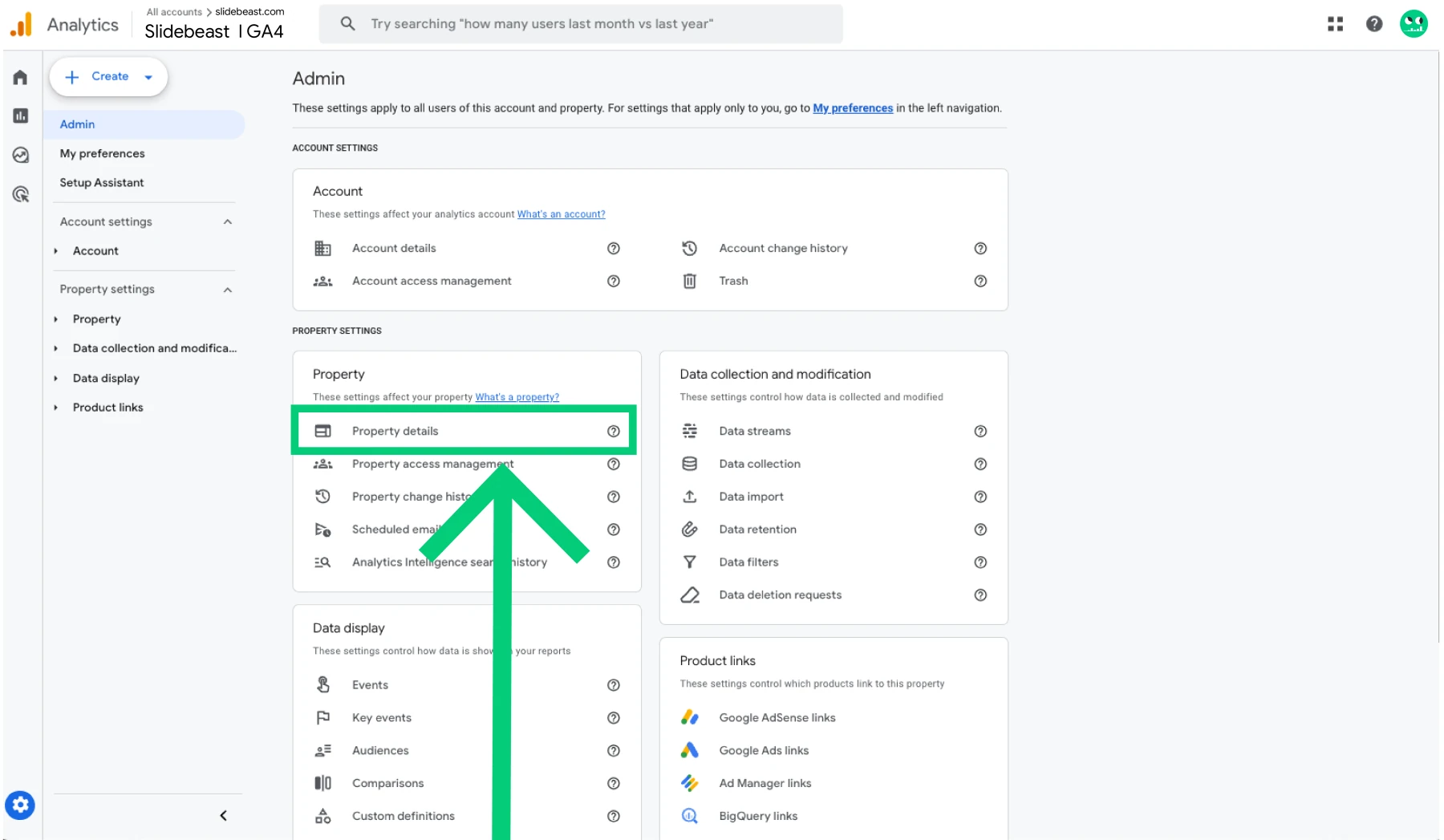 Google Analytics 4 Admin Settings