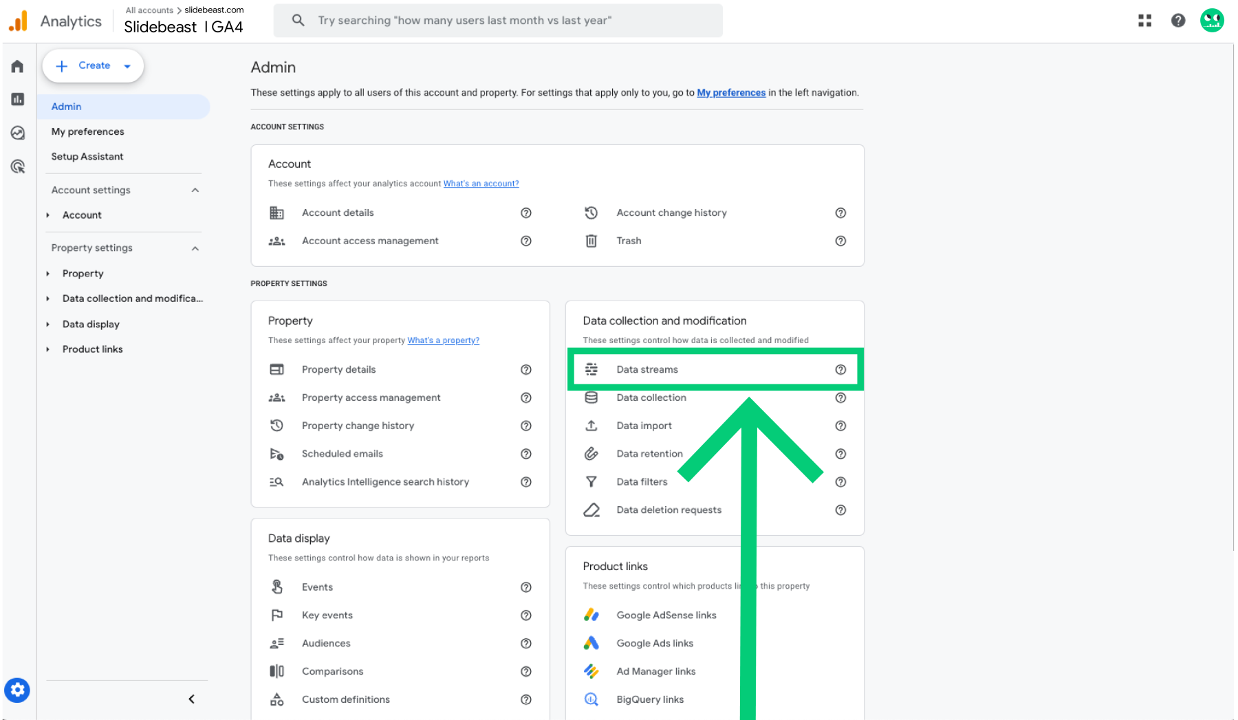 Google Analytics 4 Admin Settings