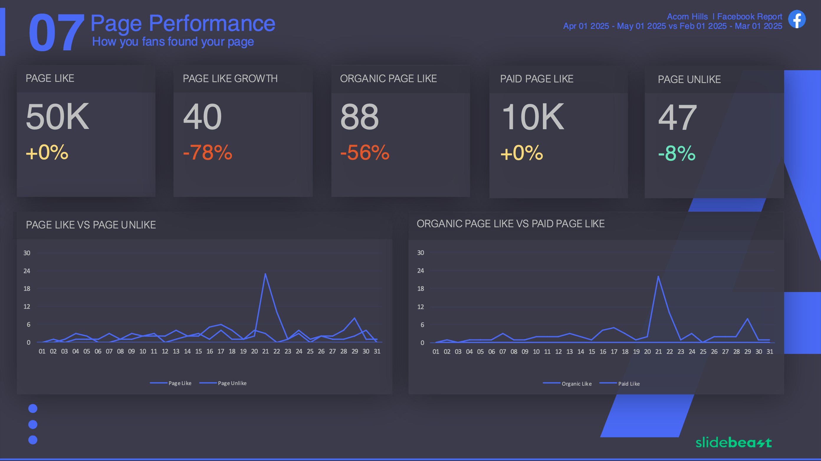 Facebook Dashboard Report Template 1