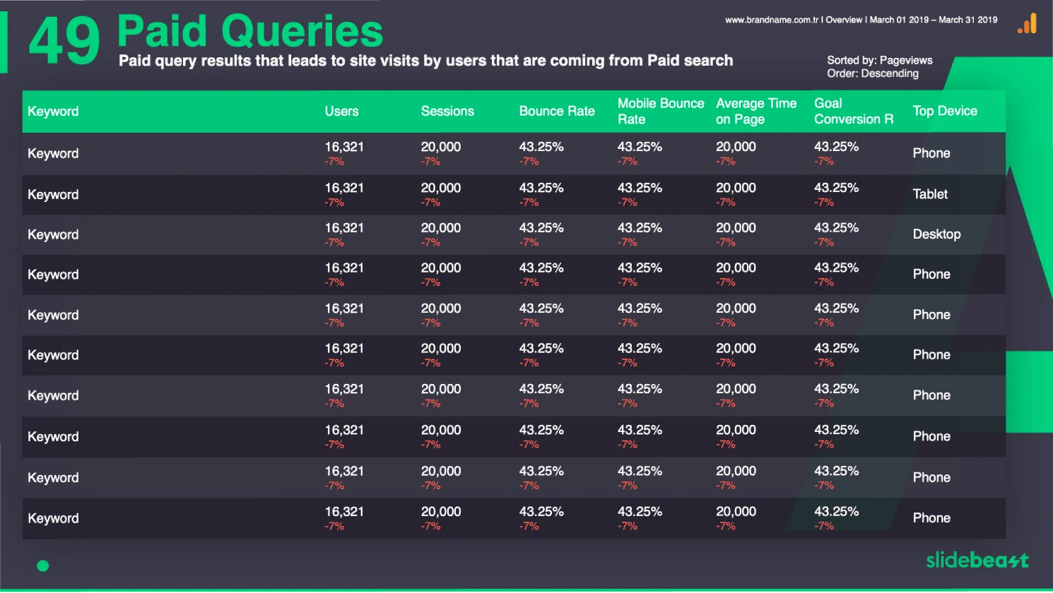 Google Analytics Paid Search Report Template 1