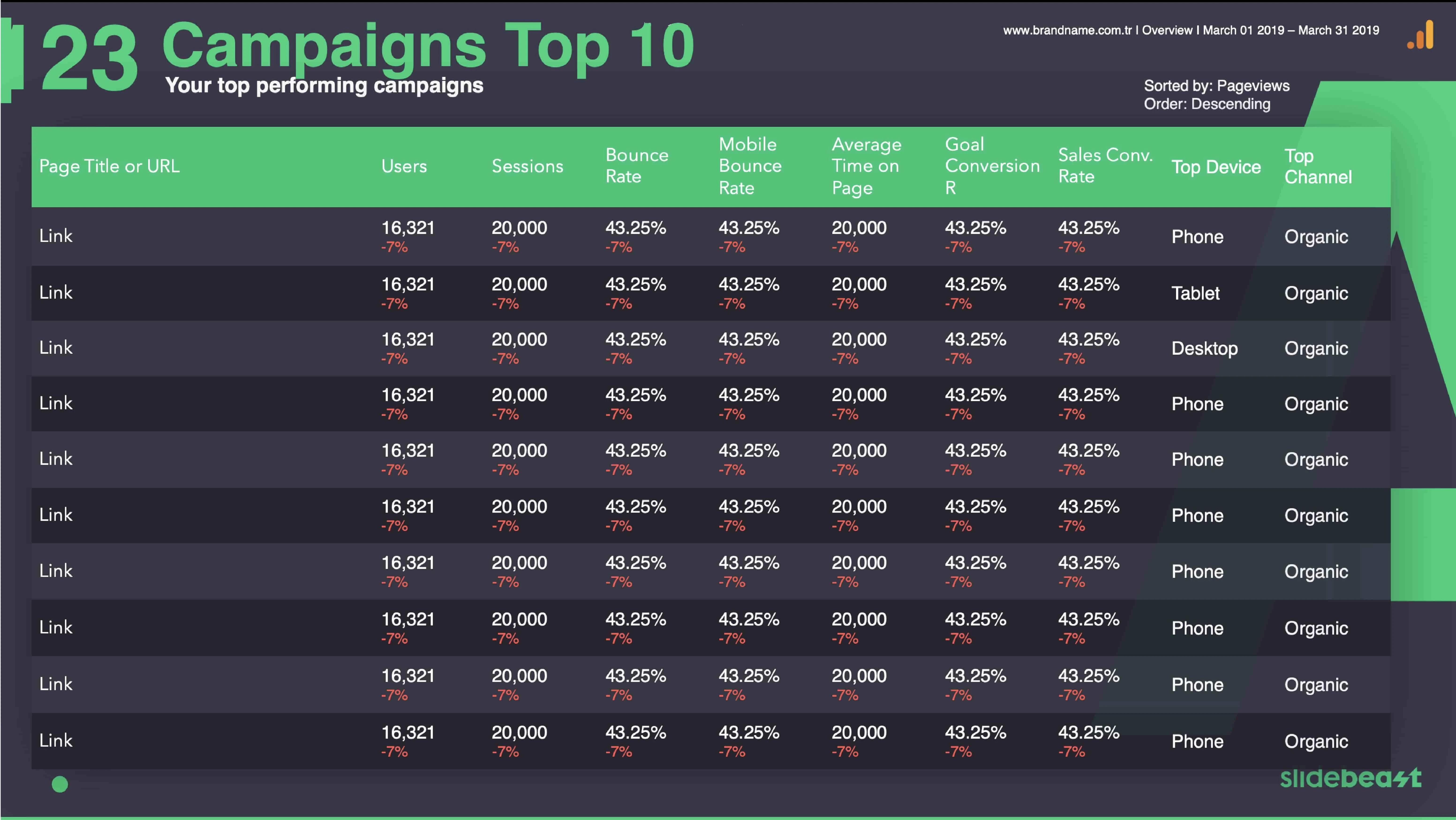 Google Analytics Campaigns Report Template 3